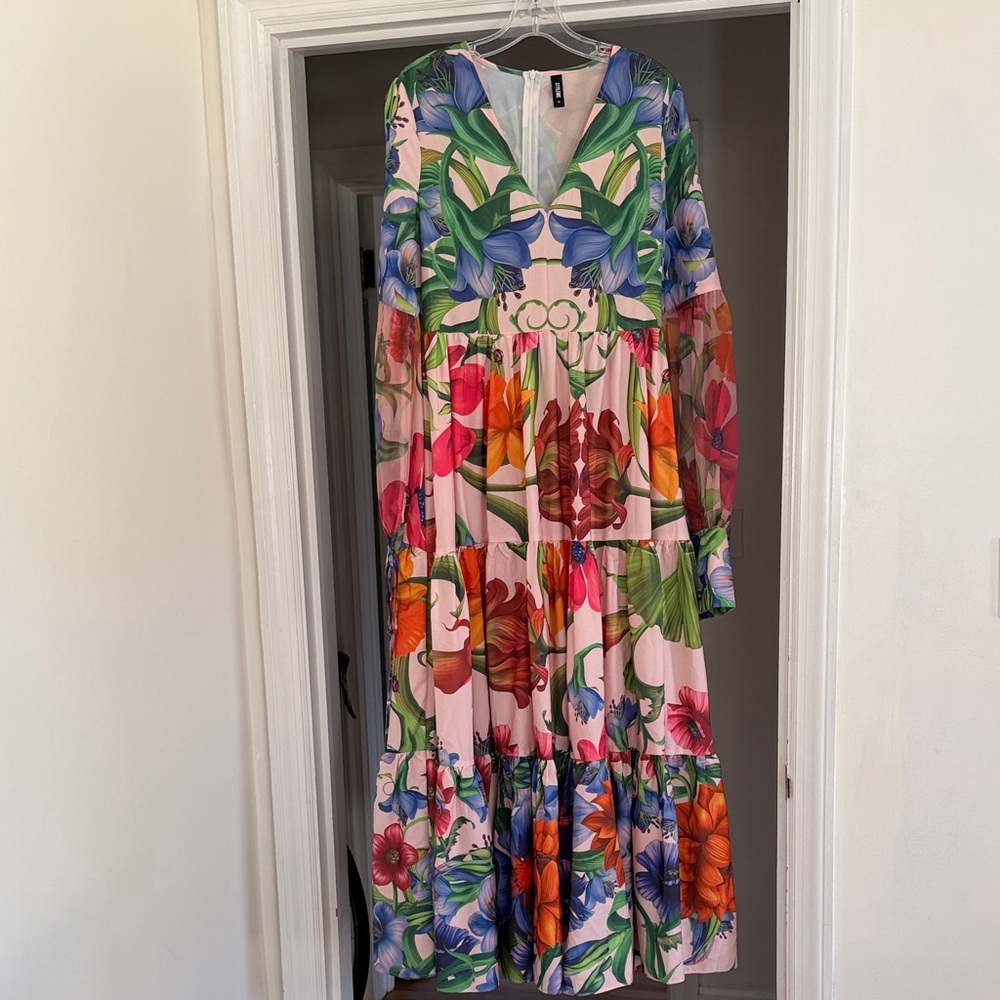 Beautiful and Fun Multicolor Floral Tiered Maxi Dress - Women’s Small